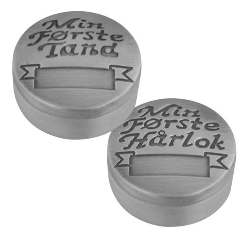 Nordahl Andersen Min første tand og hårlok skrin fortinnet