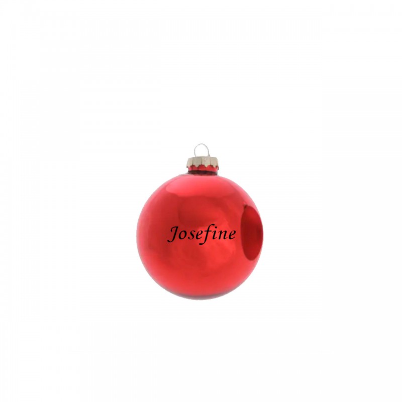 Julekugle med navn - Rød blank - 2. sortering