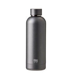 RAW TO GO Termoflaske med logo, Metallic Dark Grey