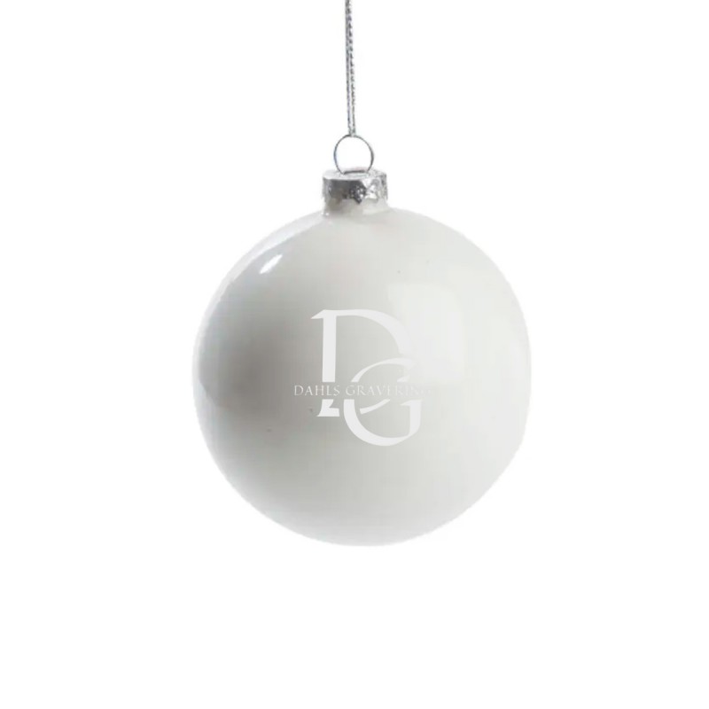 Julekugle med navn - Hvid blank firmajulegaver