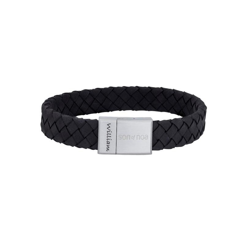 Nordahl Andersen Sort flette læderarmbånd 19 cm