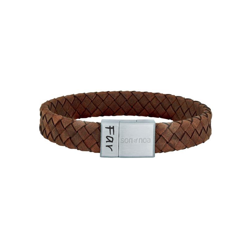 Nordahl Andersen brun flette læderarmbånd 21 cm