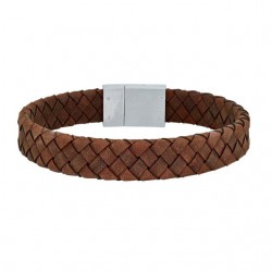 Nordahl Andersen brun flette læderarmbånd 19 cm