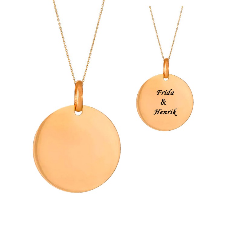 Dahl rund blank sølvforgyldt vedhæng 14 mm