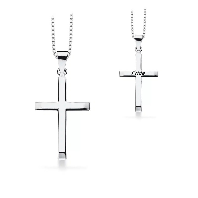 Dahl Sølv kors med facet ende 15 x 22 mm inkl kæde