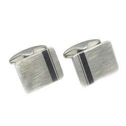 Dahl Manchetknapper stål med to sorte striber