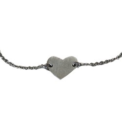 Scrouples Lovetag hjerte armbånd Oxideret sølv 17 + 2 cm