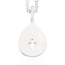 Scrouples Dråbe vedhæng med kors sølv inkl. kæde