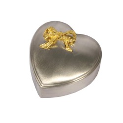 Nordahl Andersen Hjerte smykkeskrin m. sløjfe 8 x 8 cm fortinnet