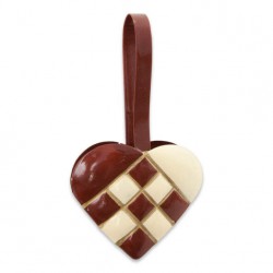 Julehjerte med guldstriber Metal 13 cm