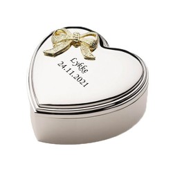 Nordahl Andersen Hjerte smykkeskrin m. sløjfe 10 x 10 cm krom