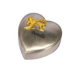 Nordahl Andersen Hjerte smykkeskrin m. sløjfe 12 x 12 fortinnet