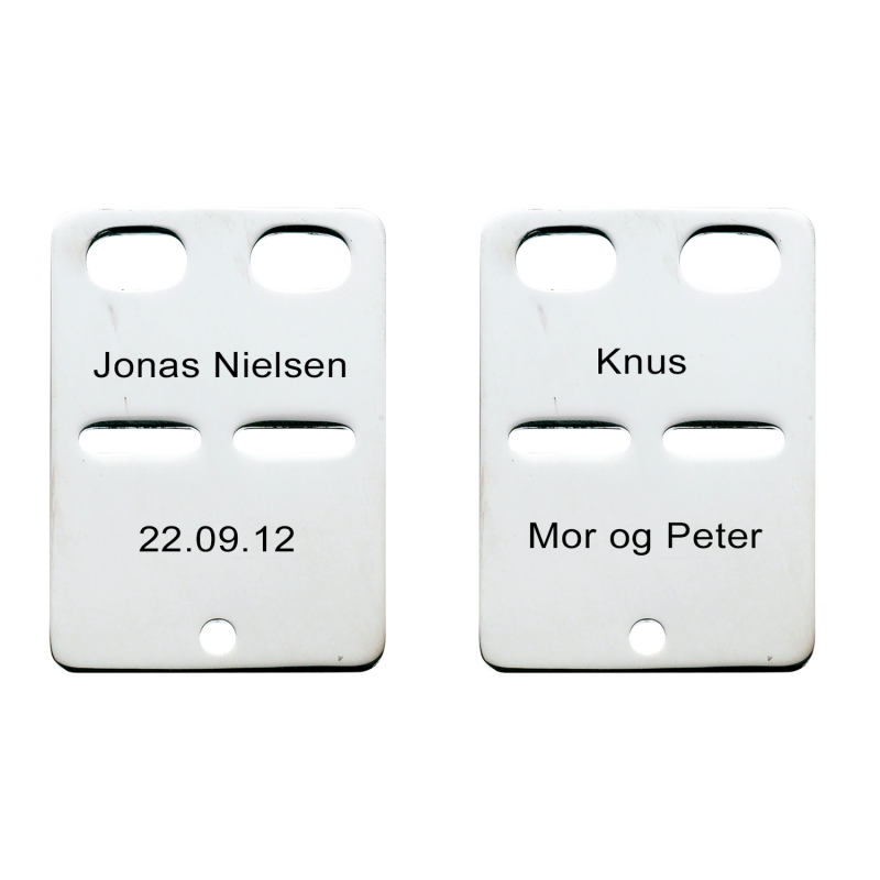 Scrouples Id skilt sølv 19 x 27 inkl. kæde