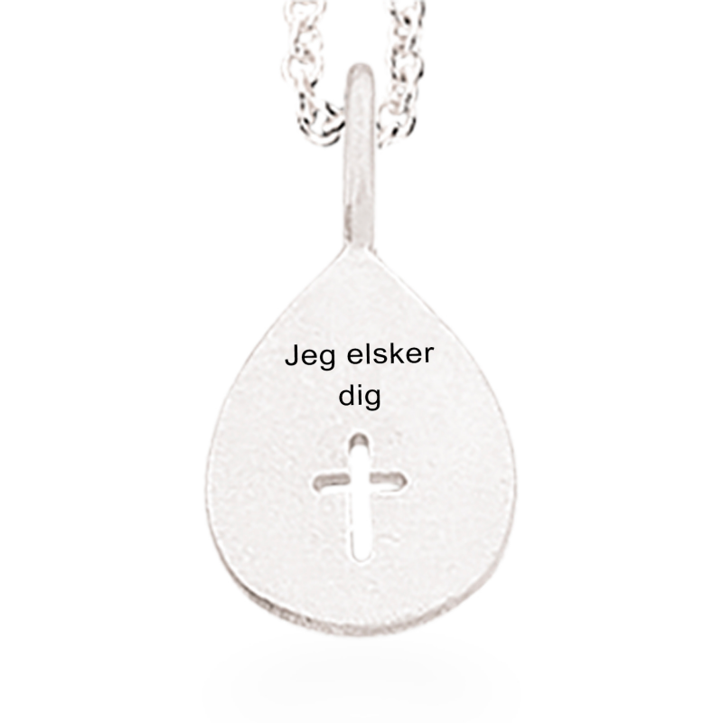 Scrouples Dråbe vedhæng med kors sølv inkl. kæde