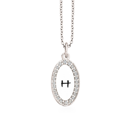 Scrouples Oval sølv vedhæng med zirkoner inkl kæde