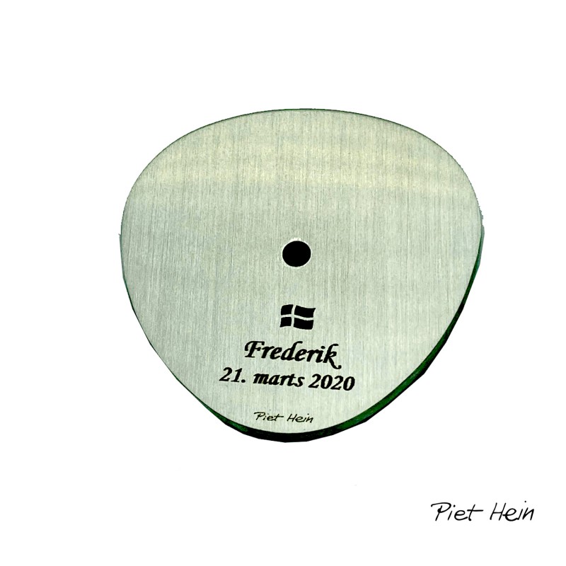 Piet Hein Bordflag 35 cm stål - KUN LØS FOD