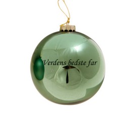 Julekugle med navn - Grøn blank - 2. sortering