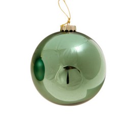 Julekugle med navn - Grøn blank - 2. sortering