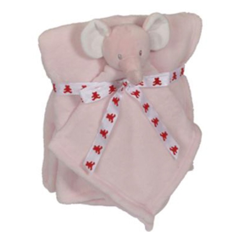 Nusseklud og babytæppe med navn - Elefant - lyserød