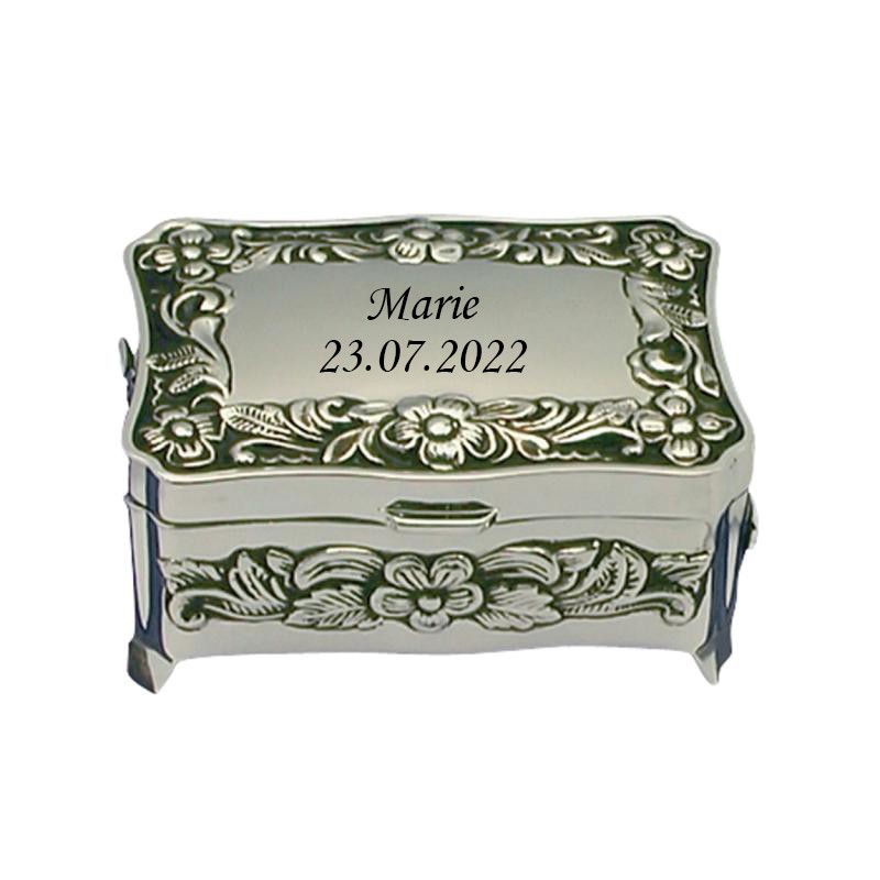 Nordahl Andersen Smykkeskrin m. blomster Krom lille