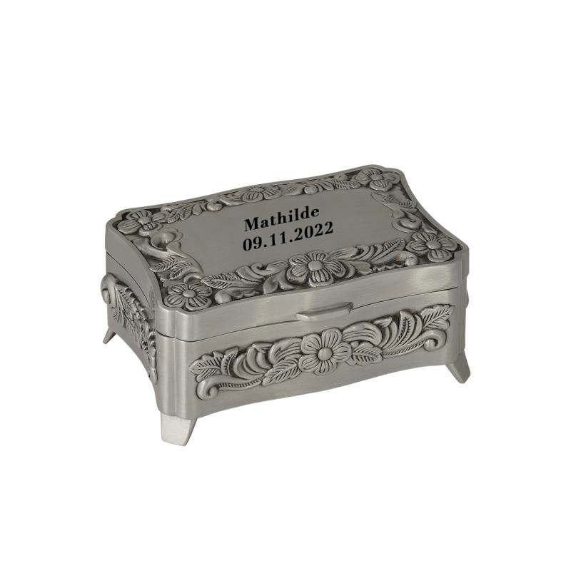 Nordahl Andersen Smykkeskrin m. blomster Tin lille