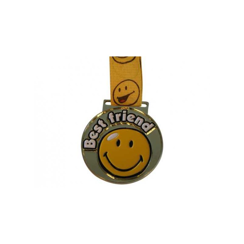 "Best friend" smiley medalje 50 mm Guld