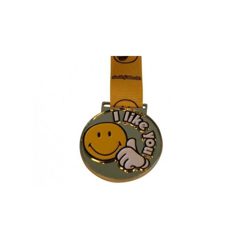 "I like you" smiley medalje 50 mm Guld