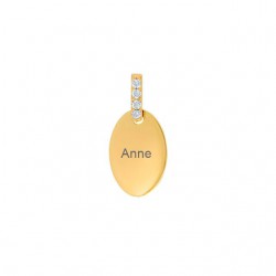 Nordahl Andersen 8 kt guldvedhæng oval plade m. cubic zirkoner inkl. kæde