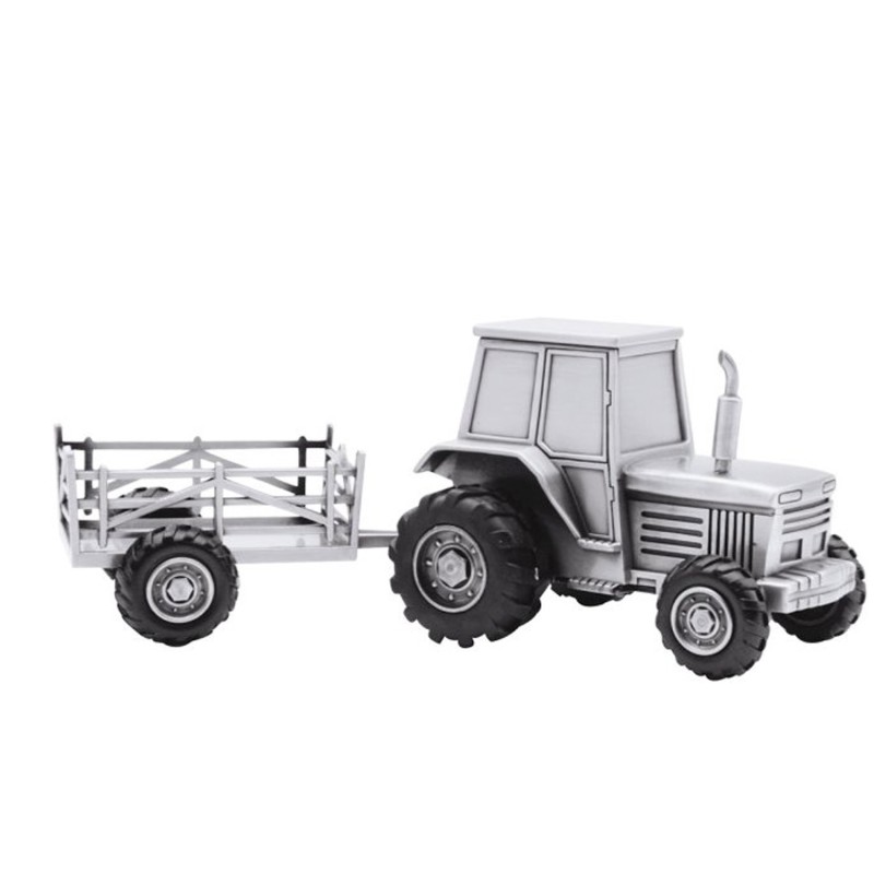 Nordahl Andersen Traktor med vogn sparebøsse fortinnet