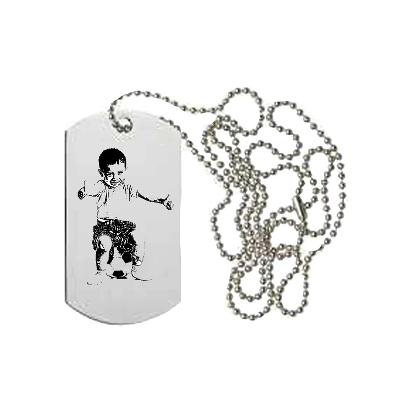 Dogtags stål 30 x 50 mm med indgraveret billede