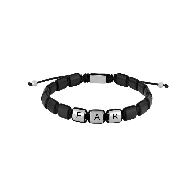 Son of Noa square stål - onyx armbånd