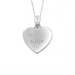 Nordahl Andersen Hjerte halskæde sølv m. zirkona