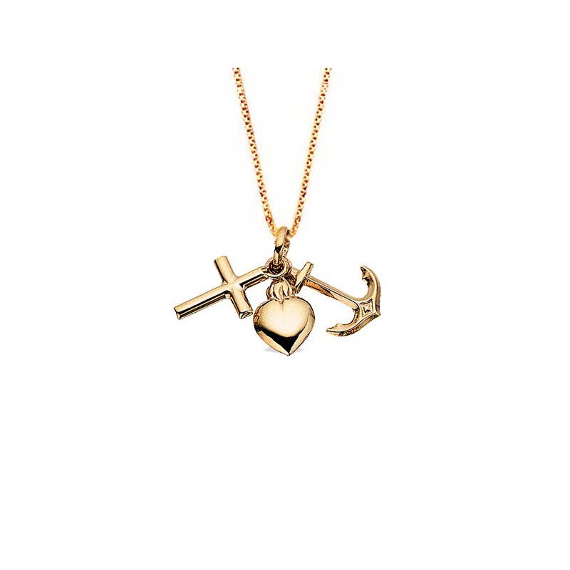 Scrouples Tro, håb og kærlighed vedhæng 8 kt Guld Mellem inkl. forgyldt kæde