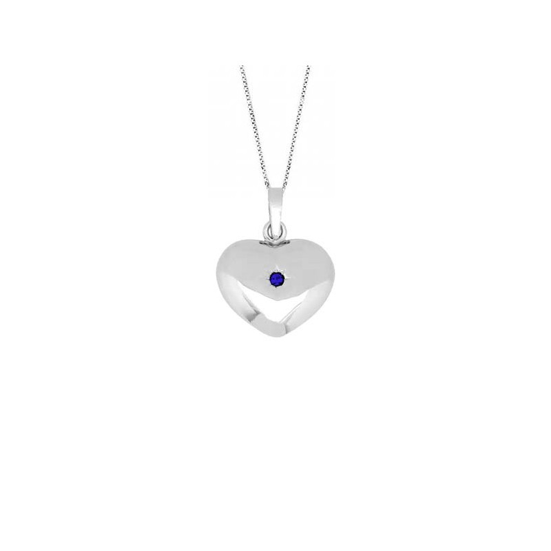Nordahl Andersen hjerte m. safir sølv vedhæng inkl. kæde