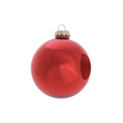 Julekugle med navn - Rød blank - 2. sortering