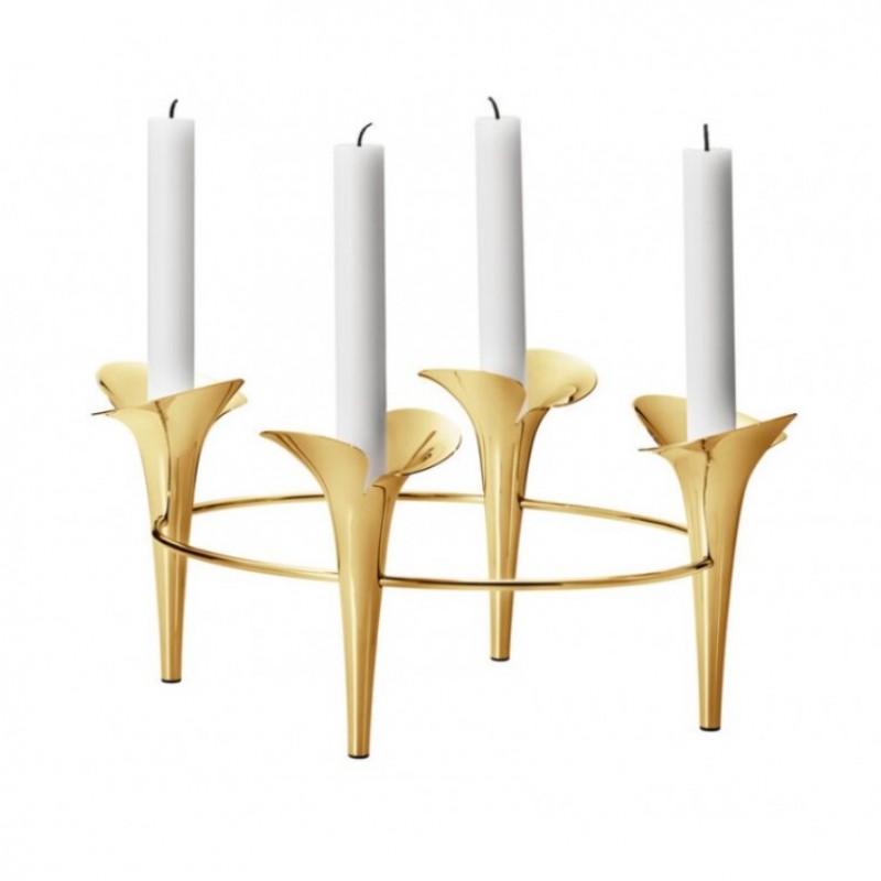 Georg Jensen Bloom lysestage - Forgyldt stål