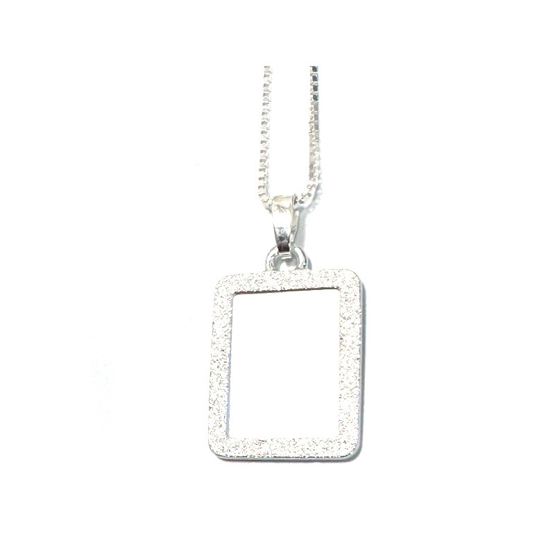 Dahl Firkantet ramme vedhæng m. diamant effekt inkl. kæde