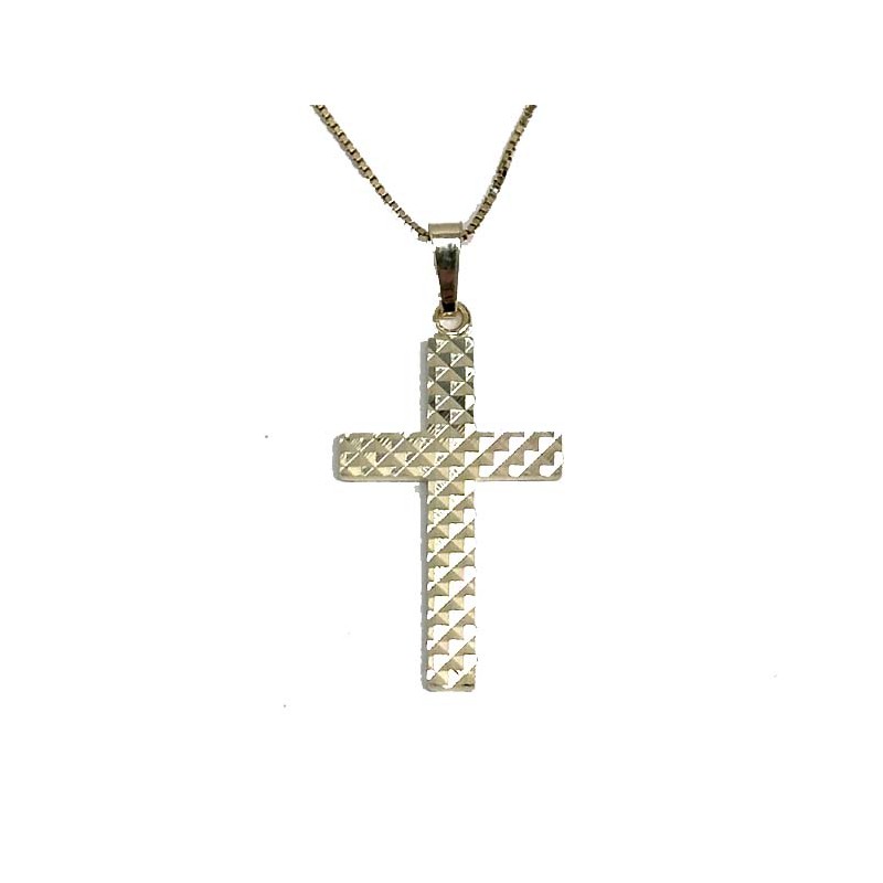 Dahl Facet kors vedhæng forgyldt 30x20 mm inkl. kæde