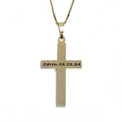 Dahl Facet kors vedhæng forgyldt 30x20 mm inkl. kæde