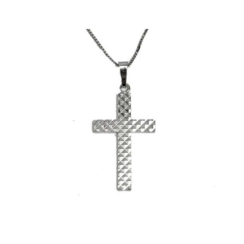 Dahl Facet kors vedhæng sølv 30x20 mm inkl. kæde