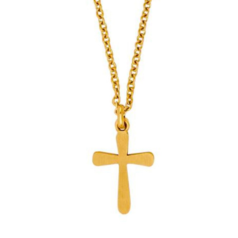 Son of Noa stål forgyldt kors 16 x 20 mm inkl. kæde
