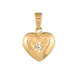 Nordahl Andersen Forgyldt hjerte vedhæng med Zirkon inkl. kæde