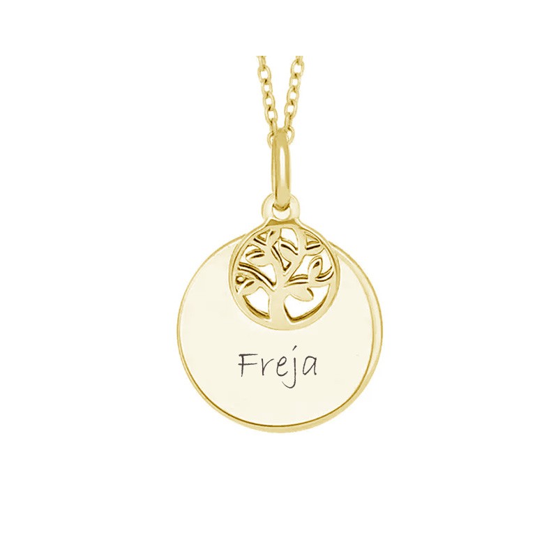 Nordahl Andersen Lovetag med livets træ sølv forgyldt vedhæng inkl. kæde