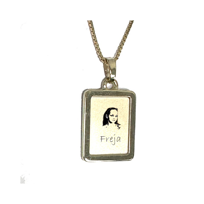 Dahl Firkantet ramme vedhæng i forgyldt 17x13