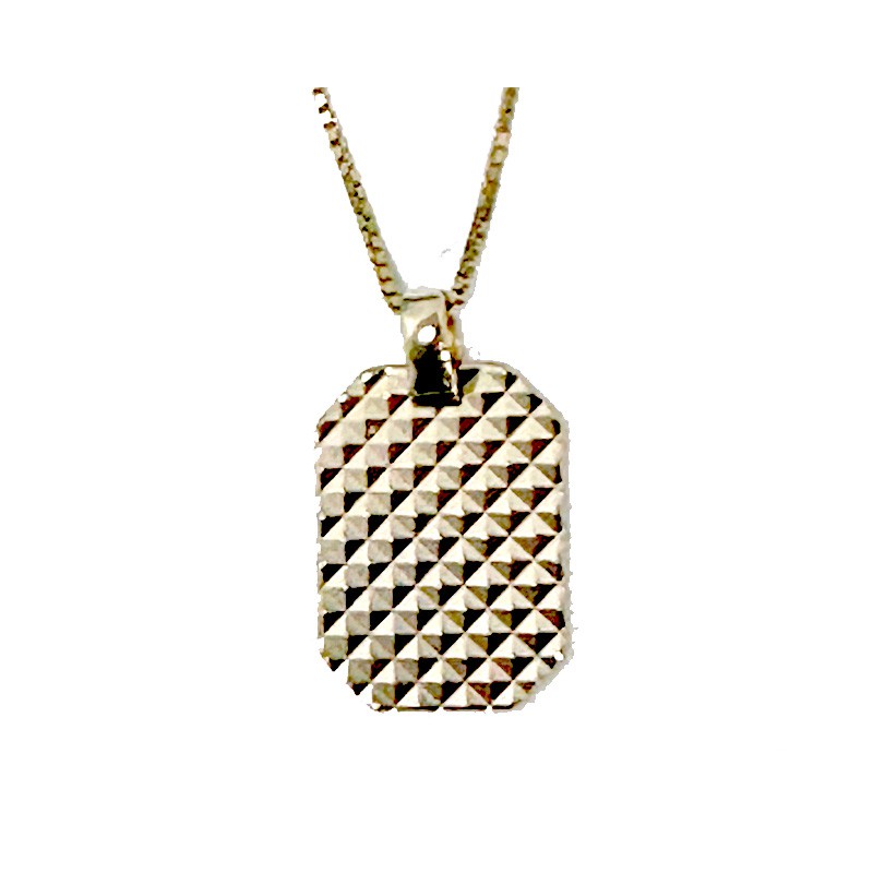 Dahl forgyldt plade vedhæng med facet mønster 18x14 mm inkl. kæde