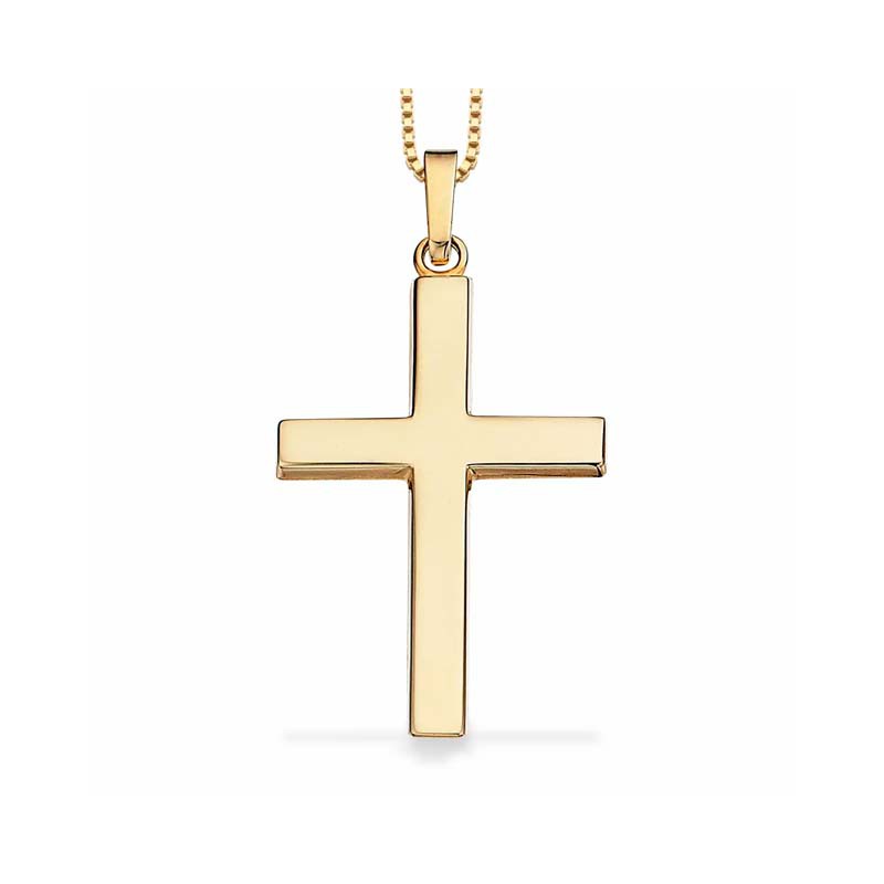 Scrouples Kors 8 kt. guld 19 x 30 mm vedhæng inkl. kæde