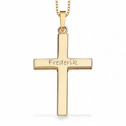 Scrouples Kors 8 kt. guld 19 x 30 mm vedhæng inkl. kæde