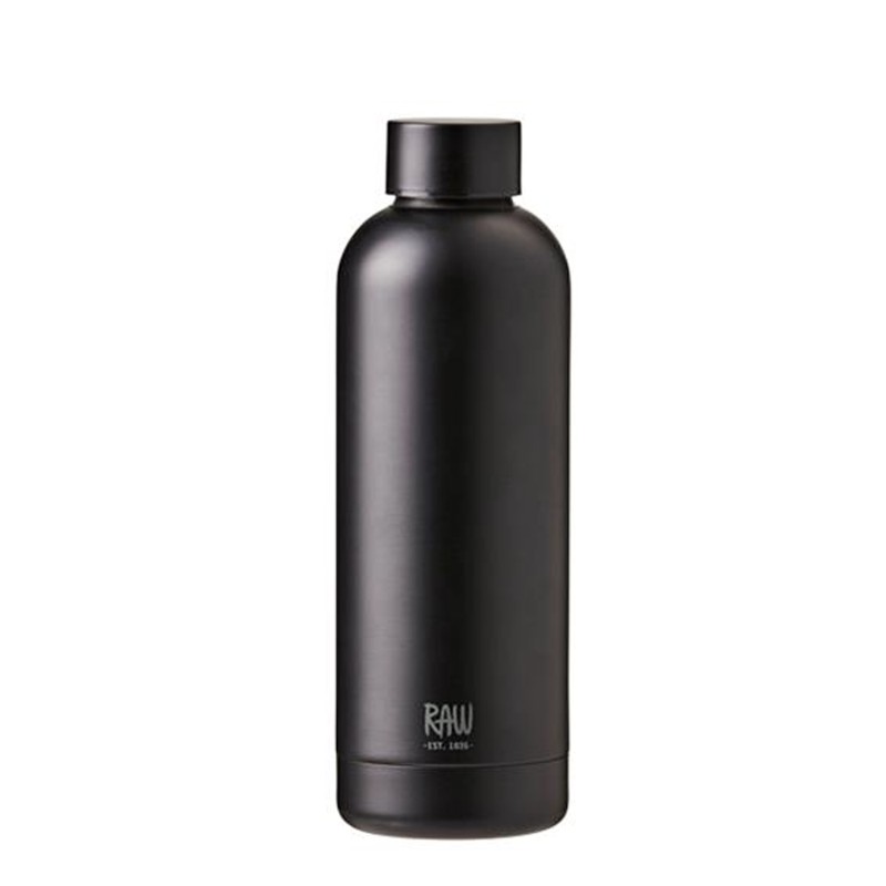 RAW TO GO Termoflaske med navn/tekst, 0,5 L, Matte Black