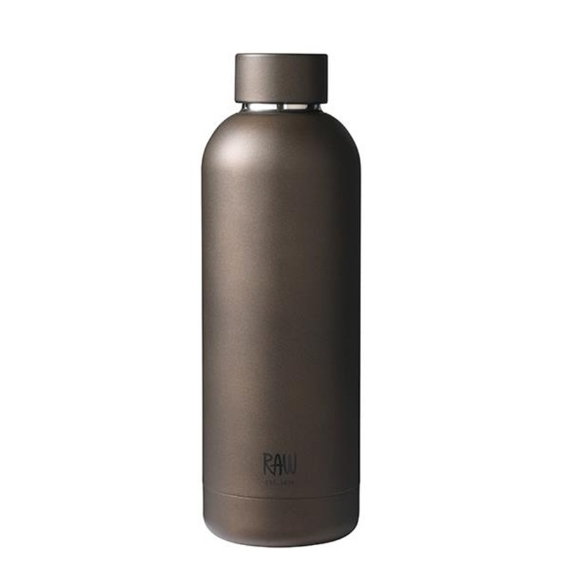 RAW TO GO Termoflaske med navn/tekst, 0,5 L, Matte Brown
