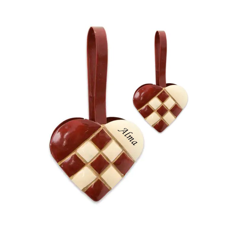 Julehjerte med guldstriber Metal 13 cm